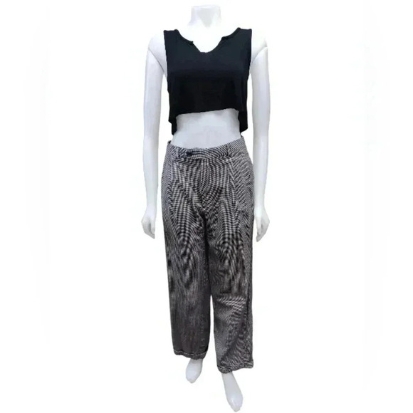 Burberrys Pants - Burberrys 100% Wool  Black and White Check Trousers Size Large